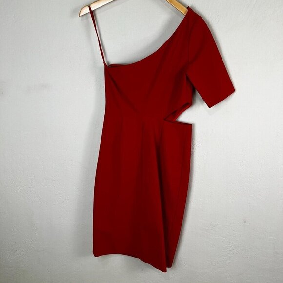 Jill Jill Stuart Cardinal Red Cutout Sheath One Shoulder Cocktail Dress Size 2 - Picture 5 of 9